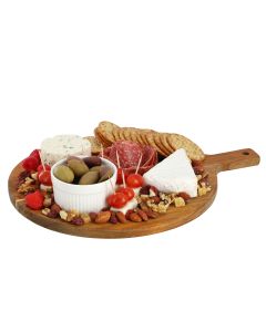 MegaChef 12 Inch Acacia Wood Round Serving Board with Handle