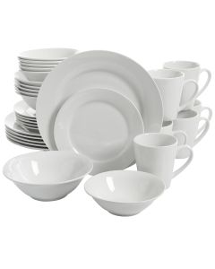 Gibson Home Noble Court 30 Piece Ceramic Dinnerware Set in White
