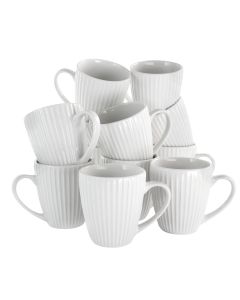 Elama Elle 12 Piece Round Porcelain Mug Set in White