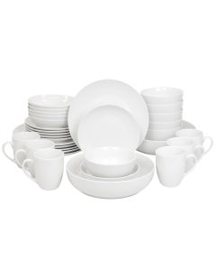Elama Iris 32 Piece Porcelain Dinnerware Set with 2 Serving Bowls in White